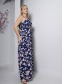 vestido longo azul marinho floral com bojo e alças finas – tamanho Único