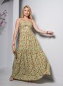 vestido longo floral verde com bojo e alças finas – tamanho Único
