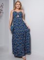 vestido longo azul floral com bojo e alças finas – tamanho Único